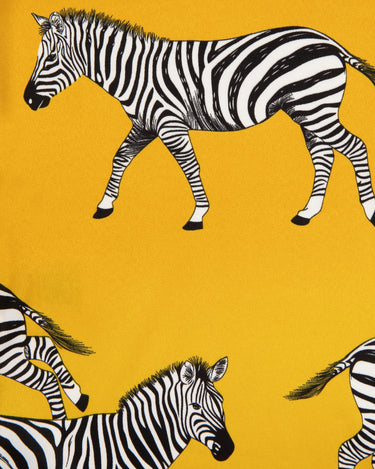 Kids' Mustard Zebra Satin Button Up Long Set